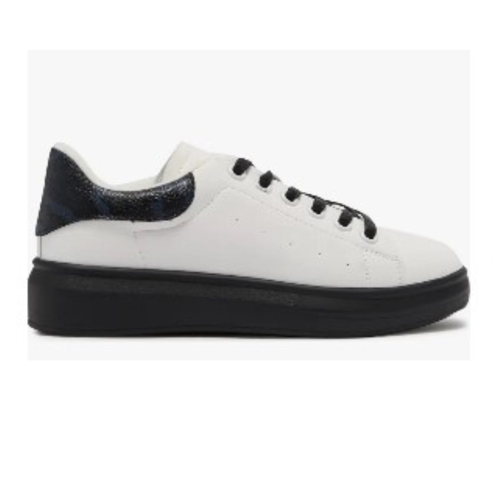 Size 11 Low Top Sneaker Platform Sneaker Black & White Platform 11M Lace Up New - Picture 2 of 5